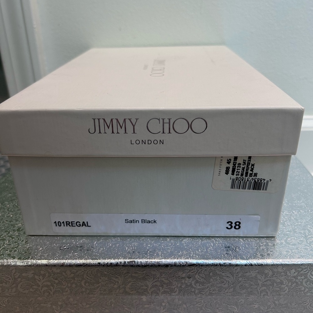 Jimmy Choo Black SatinCrystal Embellished Heels - Picture 6 of 7